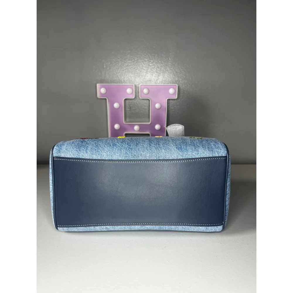 Rowan Satchel Bag In Signature Denim With Patches International Exclusive